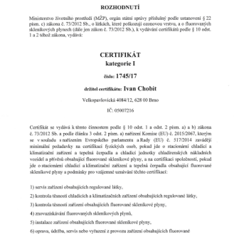 Certifikát kategorie 1